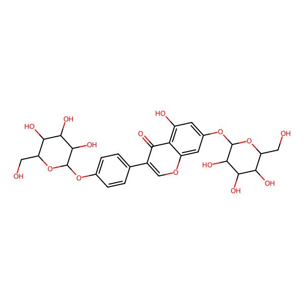 2D Structure of 5-hydroxy-7-[(2S,3R,4S,5S,6R)-3,4,5-trihydroxy-6-(hydroxymethyl)oxan-2-yl]oxy-3-[4-[(2R,3S,4R,5R,6S)-3,4,5-trihydroxy-6-(hydroxymethyl)oxan-2-yl]oxyphenyl]chromen-4-one