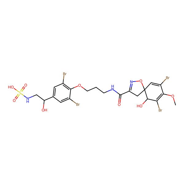 2D Structure of [(2S)-2-[3,5-dibromo-4-[3-[[(5S,6R)-7,9-dibromo-6-hydroxy-8-methoxy-1-oxa-2-azaspiro[4.5]deca-2,7,9-triene-3-carbonyl]amino]propoxy]phenyl]-2-hydroxyethyl]sulfamic acid
