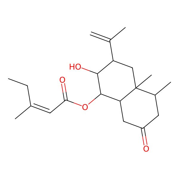 2D Structure of (2-Hydroxy-4a,5-dimethyl-7-oxo-3-prop-1-en-2-yl-1,2,3,4,5,6,8,8a-octahydronaphthalen-1-yl) 3-methylpent-2-enoate 2D Structure of (2-Hydroxy-4a,5-dimethyl-7-oxo-3-prop-1-en-2-yl-1,2,3,4,5,6,8,8a-octahydronaphthalen-1-yl) 3-methylpent-2-enoate