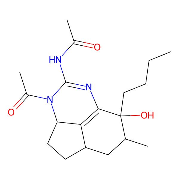 2D Structure of N-(5-acetyl-9-butyl-9-hydroxy-10-methyl-5,7-diazatricyclo[6.3.1.04,12]dodeca-6,8(12)-dien-6-yl)acetamide