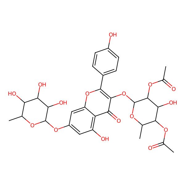 2D Structure of [5-Acetyloxy-4-hydroxy-6-[5-hydroxy-2-(4-hydroxyphenyl)-4-oxo-7-(3,4,5-trihydroxy-6-methyloxan-2-yl)oxychromen-3-yl]oxy-2-methyloxan-3-yl] acetate