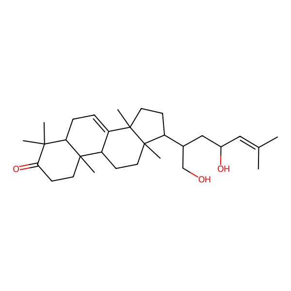 2D Structure of 17-(1,4-Dihydroxy-6-methylhept-5-en-2-yl)-4,4,10,13,14-pentamethyl-1,2,5,6,9,11,12,15,16,17-decahydrocyclopenta[a]phenanthren-3-one