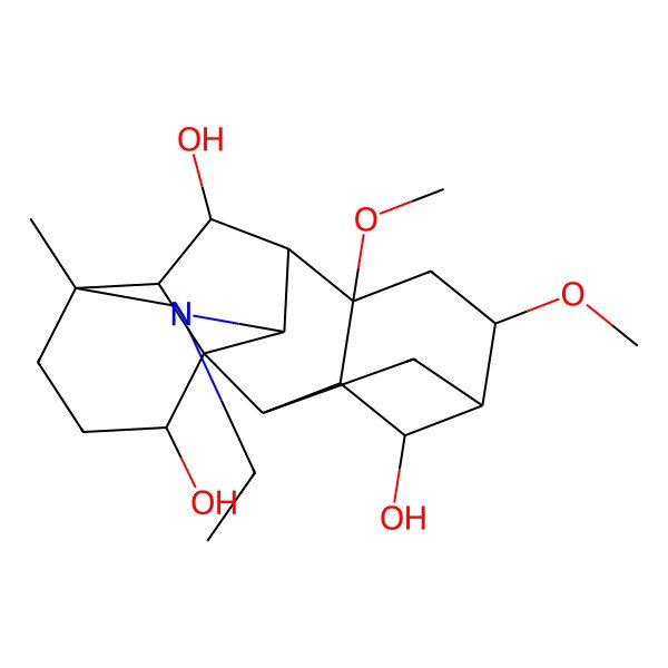 2D Structure of (1S,2S,3S,4S,5R,6R,8S,9R,10R,13R,16R,17R,18R)-11-ethyl-6,8-dimethoxy-13-methyl-11-azahexacyclo[7.7.2.12,5.01,10.03,8.013,17]nonadecane-4,16,18-triol