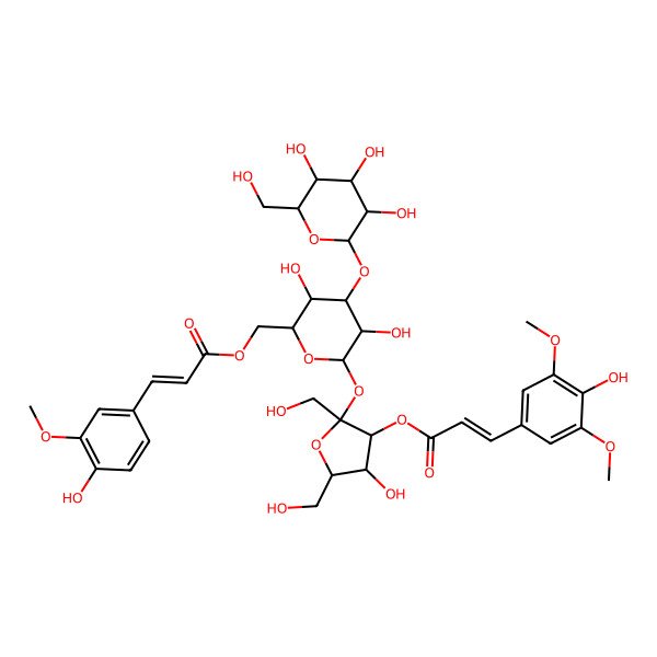 2D Structure of [(2R,3R,4S,5R,6R)-3,5-dihydroxy-6-[(2S,3S,4R,5R)-4-hydroxy-3-[(E)-3-(4-hydroxy-3,5-dimethoxyphenyl)prop-2-enoyl]oxy-2,5-bis(hydroxymethyl)oxolan-2-yl]oxy-4-[(2S,3R,4S,5S,6R)-3,4,5-trihydroxy-6-(hydroxymethyl)oxan-2-yl]oxyoxan-2-yl]methyl (E)-3-(4-hydroxy-3-methoxyphenyl)prop-2-enoate