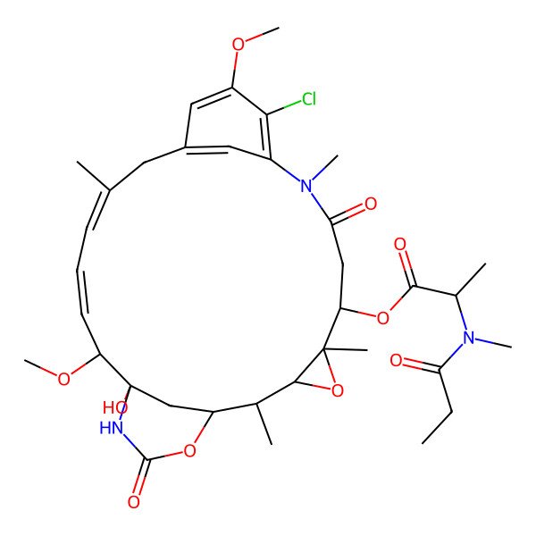 2D Structure of (11-Chloro-21-hydroxy-12,20-dimethoxy-2,5,9,16-tetramethyl-8,23-dioxo-4,24-dioxa-9,22-diazatetracyclo[19.3.1.110,14.03,5]hexacosa-10,12,14(26),16,18-pentaen-6-yl) 2-[methyl(propanoyl)amino]propanoate