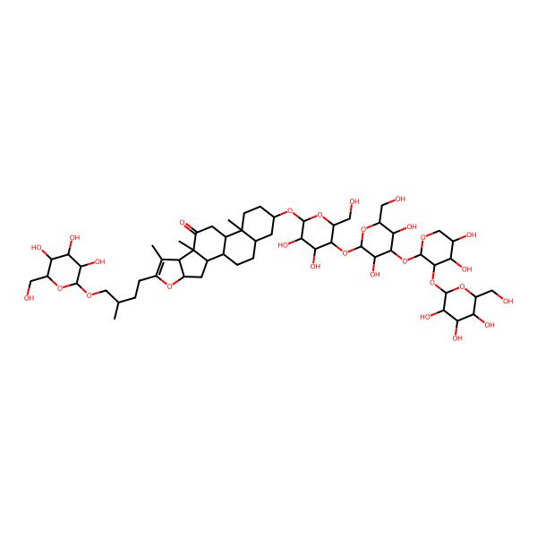 2D Structure of 16-[5-[4-[4,5-Dihydroxy-3-[3,4,5-trihydroxy-6-(hydroxymethyl)oxan-2-yl]oxyoxan-2-yl]oxy-3,5-dihydroxy-6-(hydroxymethyl)oxan-2-yl]oxy-3,4-dihydroxy-6-(hydroxymethyl)oxan-2-yl]oxy-7,9,13-trimethyl-6-[3-methyl-4-[3,4,5-trihydroxy-6-(hydroxymethyl)oxan-2-yl]oxybutyl]-5-oxapentacyclo[10.8.0.02,9.04,8.013,18]icos-6-en-10-one