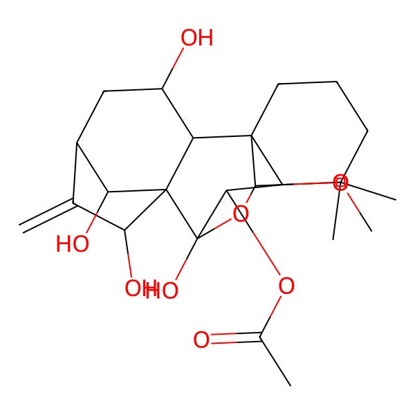 2D Structure of [(1R,2S,3S,5S,7R,8R,9S,10S,11R,16S,18R)-3,7,9,18-tetrahydroxy-16-methoxy-12,12-dimethyl-6-methylidene-17-oxapentacyclo[7.6.2.15,8.01,11.02,8]octadecan-10-yl] acetate
