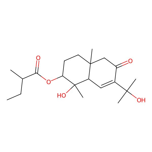 2D Structure of [(1S,2S,4aR,8aR)-1-hydroxy-7-(2-hydroxypropan-2-yl)-1,4a-dimethyl-6-oxo-3,4,5,8a-tetrahydro-2H-naphthalen-2-yl] (2R)-2-methylbutanoate