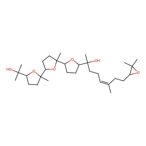2D Structure of (E,2S)-8-[(2R)-3,3-dimethyloxiran-2-yl]-2-[(2R,5R)-5-[(2R,5S)-5-[(2S,5R)-5-(2-hydroxypropan-2-yl)-2-methyloxolan-2-yl]-2-methyloxolan-2-yl]oxolan-2-yl]-6-methyloct-5-en-2-ol