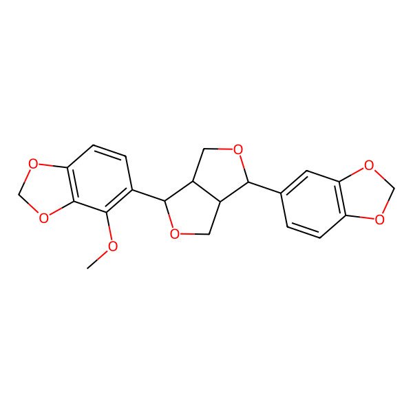 2D Structure of 5-[(3S,3aR,6S,6aR)-3-(1,3-benzodioxol-5-yl)-1,3,3a,4,6,6a-hexahydrofuro[3,4-c]furan-6-yl]-4-methoxy-1,3-benzodioxole
