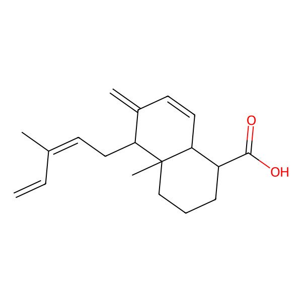 2D Structure of 4a-Methyl-6-methylidene-5-(3-methylpenta-2,4-dienyl)-1,2,3,4,5,8a-hexahydronaphthalene-1-carboxylic acid