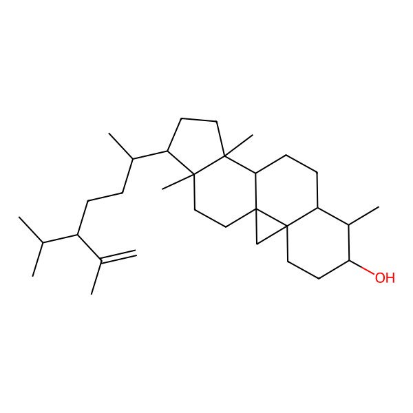 2D Structure of (1S,3R,6S,7S,8S,11S,12S,15R,16R)-7,12,16-trimethyl-15-[(2R,5S)-6-methyl-5-propan-2-ylhept-6-en-2-yl]pentacyclo[9.7.0.01,3.03,8.012,16]octadecan-6-ol