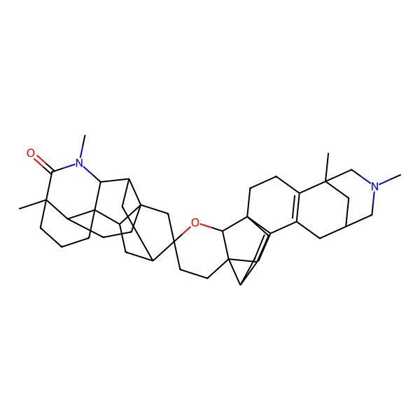 2D Structure of (1S,1'R,5S,5'R,8'R,9S,9'R,11'S,14S,14'R,15R,16R,17'S,18'S,19R,21R)-5,5',7,7'-tetramethylspiro[20-oxa-7-azaheptacyclo[13.6.1.15,9.01,12.04,11.014,16.016,21]tricosa-4(11),12-diene-19,12'-7-azahexacyclo[9.6.2.01,8.05,17.09,14.014,18]nonadecane]-6'-one