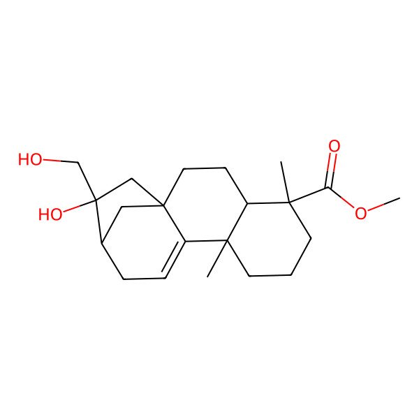 2D Structure of Methyl 14-hydroxy-14-(hydroxymethyl)-5,9-dimethyltetracyclo[11.2.1.01,10.04,9]hexadec-10-ene-5-carboxylate