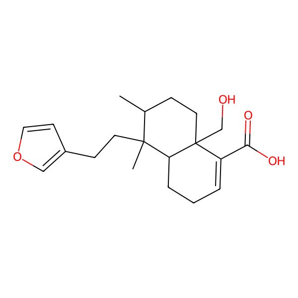 2D Structure of (4aR,5R,6R,8aR)-5-[2-(furan-3-yl)ethyl]-8a-(hydroxymethyl)-5,6-dimethyl-3,4,4a,6,7,8-hexahydronaphthalene-1-carboxylic acid