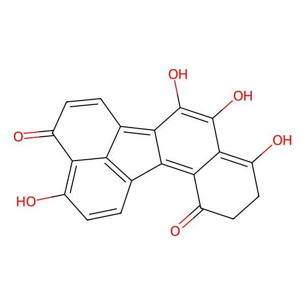 2D Structure of 7,9,10,17-Tetrahydroxypentacyclo[10.7.1.02,11.03,8.016,20]icosa-1(20),2,7,9,11,13,16,18-octaene-4,15-dione