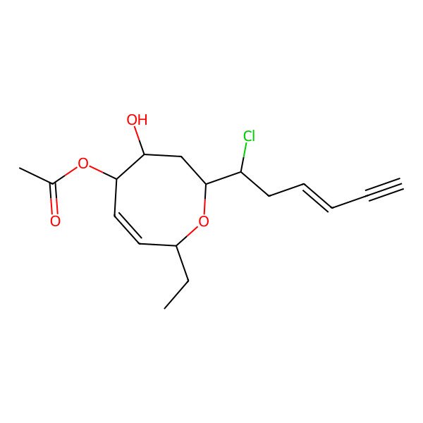 2D Structure of [(2R,4R,5R,6Z,8R)-2-[(Z)-1-chlorohex-3-en-5-ynyl]-8-ethyl-4-hydroxy-3,4,5,8-tetrahydro-2H-oxocin-5-yl] acetate