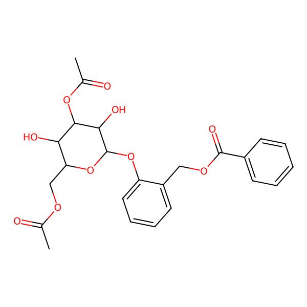 2D Structure of [2-[(2S,3R,4S,5R,6R)-4-acetyloxy-6-(acetyloxymethyl)-3,5-dihydroxyoxan-2-yl]oxyphenyl]methyl benzoate