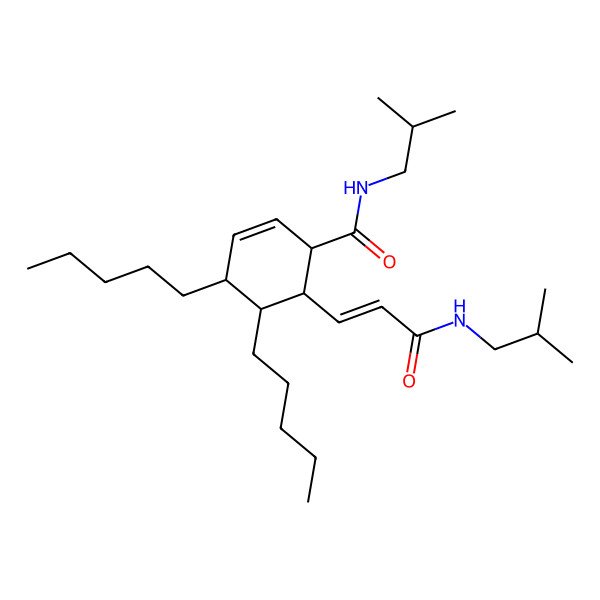 2D Structure of N-(2-methylpropyl)-6-[3-(2-methylpropylamino)-3-oxoprop-1-enyl]-4,5-dipentylcyclohex-2-ene-1-carboxamide