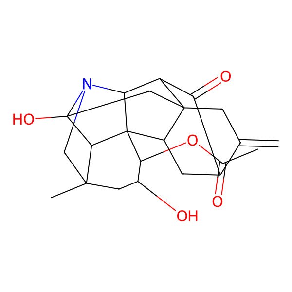 2D Structure of [(1S,2S,3S,5R,8R,9S,11S,14R,16R,17R,18R)-3,16-dihydroxy-5-methyl-12-methylidene-10-oxo-7-azaheptacyclo[9.6.2.01,8.05,17.07,16.09,14.014,18]nonadecan-2-yl] acetate