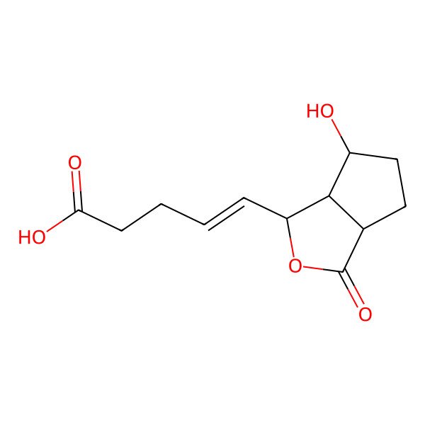 2D Structure of (Z)-5-[(1S,3aS,6R,6aS)-6-hydroxy-3-oxo-1,3a,4,5,6,6a-hexahydrocyclopenta[c]furan-1-yl]pent-4-enoic acid