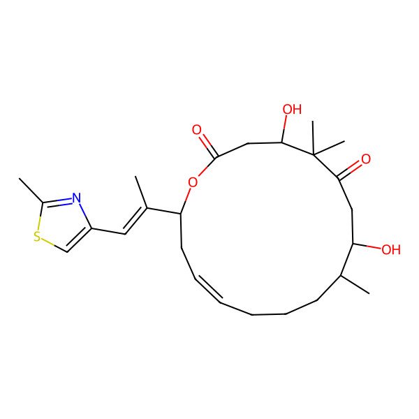 2D Structure of 4,8-Dihydroxy-5,5,9-trimethyl-16-[1-(2-methyl-1,3-thiazol-4-yl)prop-1-en-2-yl]-1-oxacyclohexadec-13-ene-2,6-dione