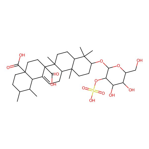 2D Structure of 10-[4,5-dihydroxy-6-(hydroxymethyl)-3-sulfooxyoxan-2-yl]oxy-1,2,6b,9,9,12a-hexamethyl-2,3,4,5,6,6a,7,8,8a,10,11,12,13,14b-tetradecahydro-1H-picene-4a,6a-dicarboxylic acid
