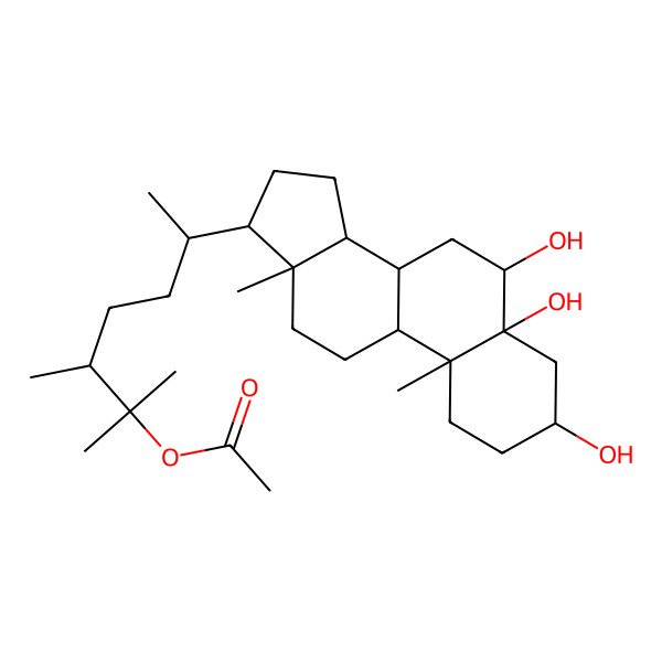 2D Structure of [2,3-Dimethyl-6-(3,5,6-trihydroxy-10,13-dimethyl-1,2,3,4,6,7,8,9,11,12,14,15,16,17-tetradecahydrocyclopenta[a]phenanthren-17-yl)heptan-2-yl] acetate