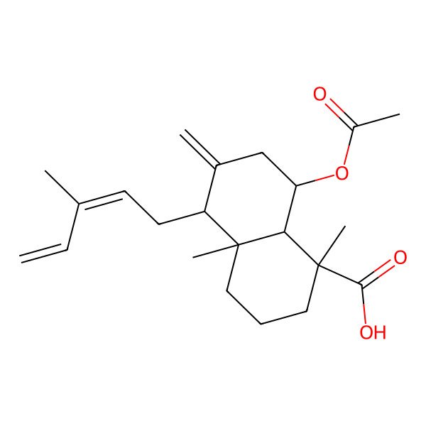 2D Structure of 8-acetyloxy-1,4a-dimethyl-6-methylidene-5-(3-methylpenta-2,4-dienyl)-3,4,5,7,8,8a-hexahydro-2H-naphthalene-1-carboxylic acid 2D Structure of 8-acetyloxy-1,4a-dimethyl-6-methylidene-5-(3-methylpenta-2,4-dienyl)-3,4,5,7,8,8a-hexahydro-2H-naphthalene-1-carboxylic acid