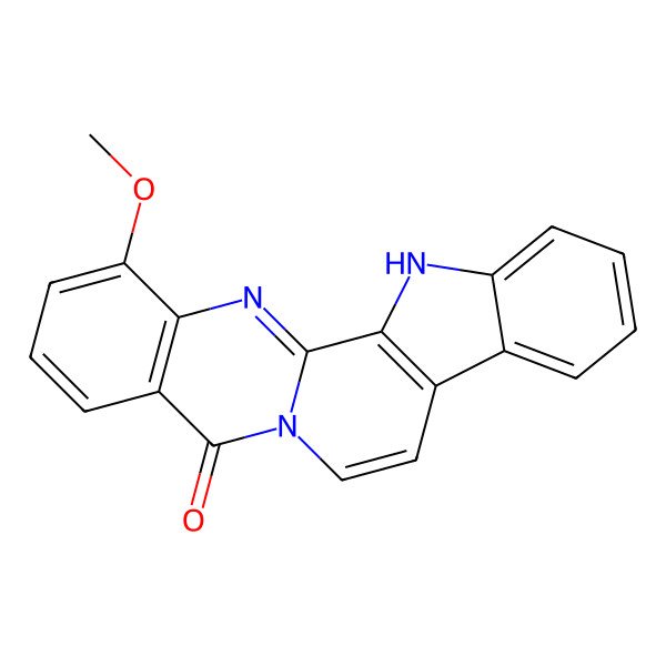 2D Structure of 19-Methoxy-3,13,21-triazapentacyclo[11.8.0.02,10.04,9.015,20]henicosa-1(21),2(10),4,6,8,11,15(20),16,18-nonaen-14-one