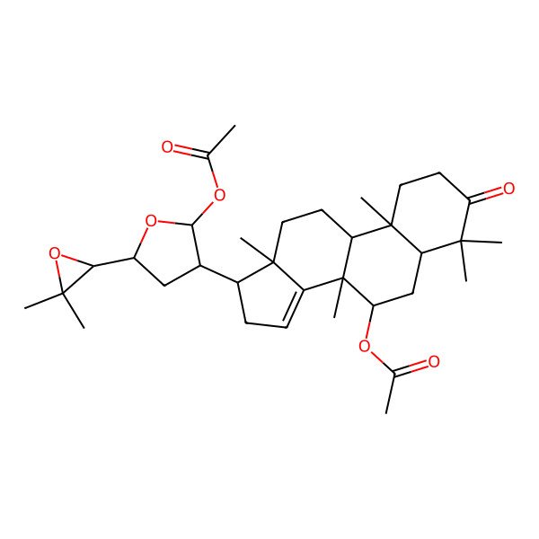 2D Structure of [17-[2-Acetyloxy-5-(3,3-dimethyloxiran-2-yl)oxolan-3-yl]-4,4,8,10,13-pentamethyl-3-oxo-1,2,5,6,7,9,11,12,16,17-decahydrocyclopenta[a]phenanthren-7-yl] acetate
