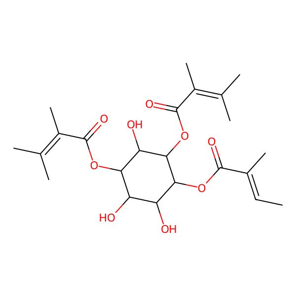 2D Structure of [3-(2,3-Dimethylbut-2-enoyloxy)-2,5,6-trihydroxy-4-(2-methylbut-2-enoyloxy)cyclohexyl] 2,3-dimethylbut-2-enoate