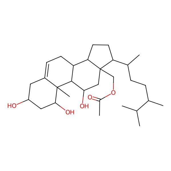 2D Structure of [17-(5,6-dimethylheptan-2-yl)-1,3,11-trihydroxy-10-methyl-2,3,4,7,8,9,11,12,14,15,16,17-dodecahydro-1H-cyclopenta[a]phenanthren-13-yl]methyl acetate