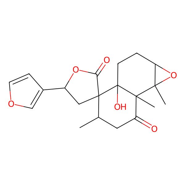 2D Structure of (1aR,3aR,4R,5R,5'R,7aS,7bS)-5'-(furan-3-yl)-3a-hydroxy-5,7a,7b-trimethylspiro[2,3,5,6-tetrahydro-1aH-naphtho[1,2-b]oxirene-4,3'-oxolane]-2',7-dione