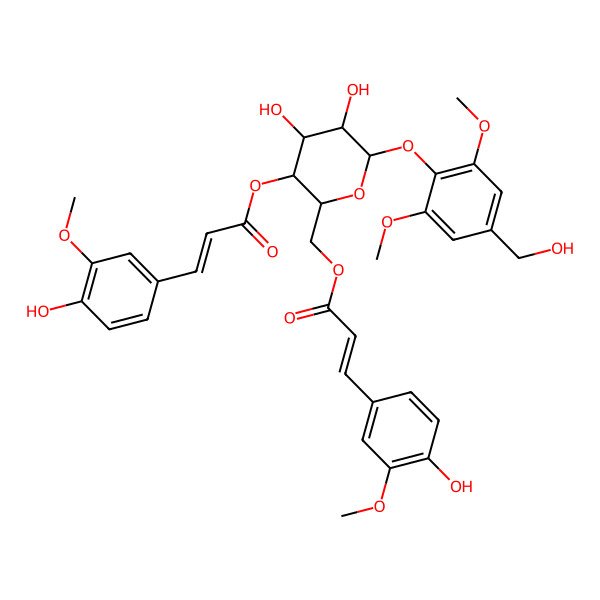 2D Structure of [4,5-Dihydroxy-3-[3-(4-hydroxy-3-methoxyphenyl)prop-2-enoyloxy]-6-[4-(hydroxymethyl)-2,6-dimethoxyphenoxy]oxan-2-yl]methyl 3-(4-hydroxy-3-methoxyphenyl)prop-2-enoate