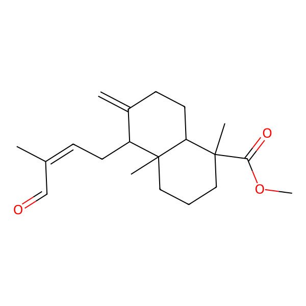 2D Structure of methyl (1S,4aR,5S,8aR)-1,4a-dimethyl-6-methylidene-5-[(E)-3-methyl-4-oxobut-2-enyl]-3,4,5,7,8,8a-hexahydro-2H-naphthalene-1-carboxylate