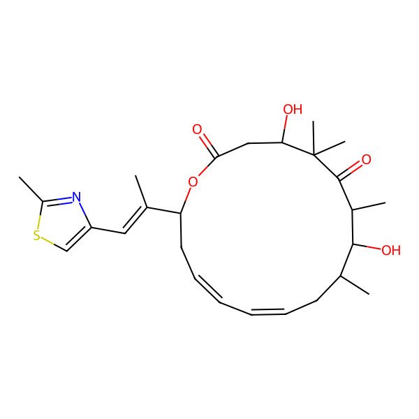2D Structure of 4,8-Dihydroxy-5,5,7,9-tetramethyl-16-[1-(2-methyl-1,3-thiazol-4-yl)prop-1-en-2-yl]-1-oxacyclohexadeca-11,13-diene-2,6-dione