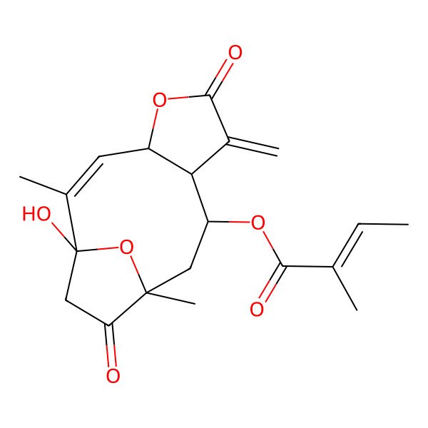 2D Structure of [(1R,2Z,4R,8R,9R,11R)-1-hydroxy-2,11-dimethyl-7-methylidene-6,12-dioxo-5,14-dioxatricyclo[9.2.1.04,8]tetradec-2-en-9-yl] (E)-2-methylbut-2-enoate