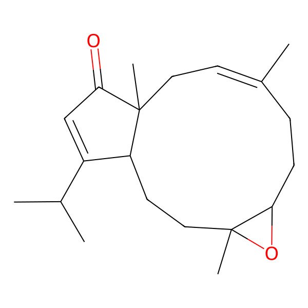 2D Structure of (1R,4R,6R,9Z,12S)-4,9,12-trimethyl-15-propan-2-yl-5-oxatricyclo[10.3.0.04,6]pentadeca-9,14-dien-13-one