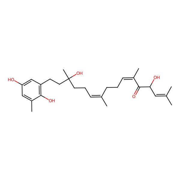 2D Structure of (6E,10E)-16-(2,5-dihydroxy-3-methylphenyl)-4,14-dihydroxy-2,6,10,14-tetramethylhexadeca-2,6,10-trien-5-one