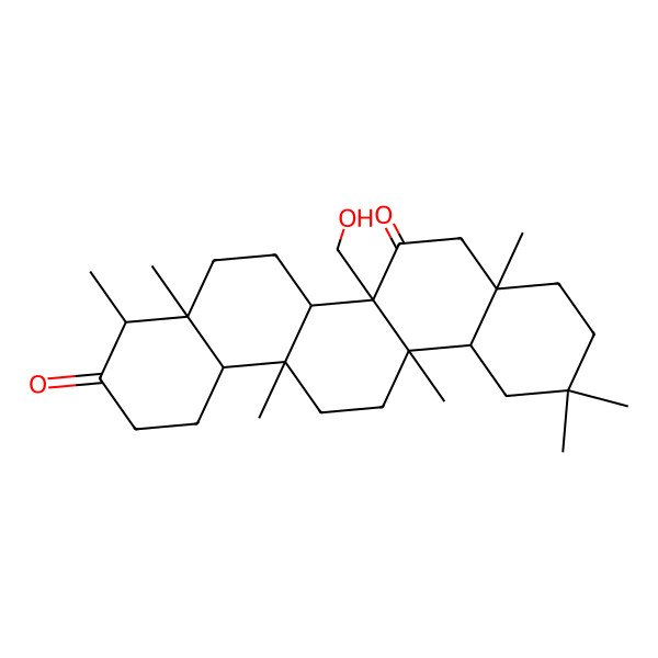 2D Structure of 6b-(Hydroxymethyl)-4,4a,6a,8a,11,11,14a-heptamethyl-1,2,4,5,6,6a,8,9,10,12,12a,13,14,14b-tetradecahydropicene-3,7-dione