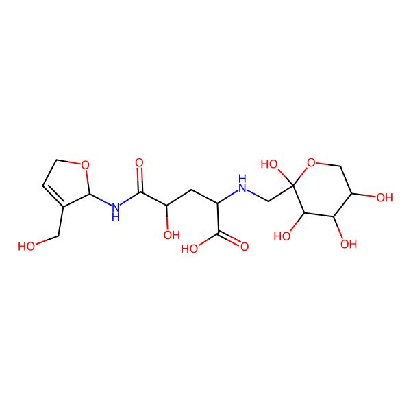 2D Structure of 4-Hydroxy-5-[[3-(hydroxymethyl)-2,5-dihydrofuran-2-yl]amino]-5-oxo-2-[(2,3,4,5-tetrahydroxyoxan-2-yl)methylamino]pentanoic acid