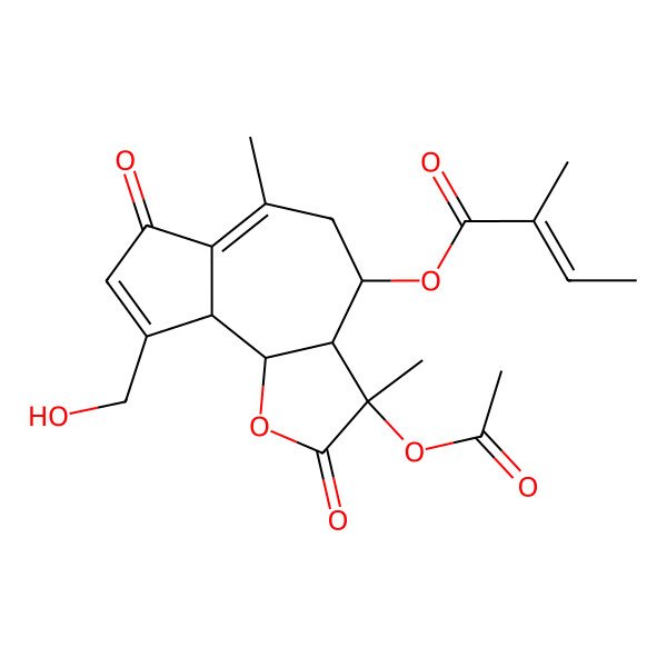 2D Structure of [(3S,3aR,4S,9aR,9bS)-3-acetyloxy-9-(hydroxymethyl)-3,6-dimethyl-2,7-dioxo-4,5,9a,9b-tetrahydro-3aH-azuleno[4,5-b]furan-4-yl] (Z)-2-methylbut-2-enoate