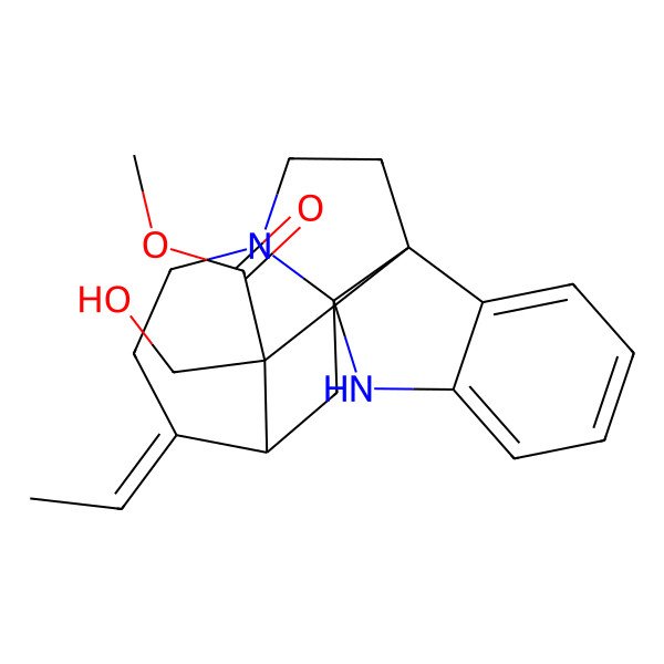 2D Structure of methyl (1S,9S,11S,12E,18S)-12-ethylidene-18-(hydroxymethyl)-8,15-diazapentacyclo[9.6.1.01,9.02,7.09,15]octadeca-2,4,6-triene-18-carboxylate