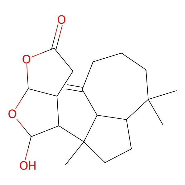 2D Structure of 2-hydroxy-3-(1,4,4-trimethyl-8-methylidene-3,3a,5,6,7,8a-hexahydro-2H-azulen-1-yl)-3,3a,4,6a-tetrahydro-2H-furo[2,3-b]furan-5-one