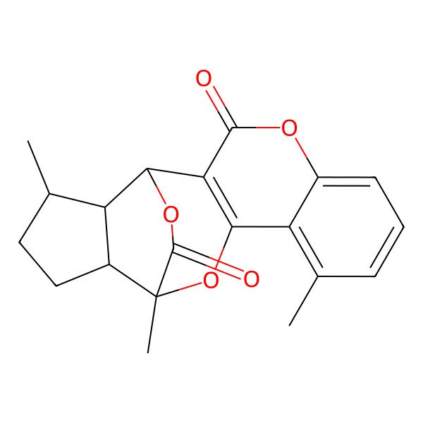 2D Structure of 9,13,17-Trimethyl-4,12,19-trioxapentacyclo[11.5.2.02,11.05,10.014,18]icosa-2(11),5,7,9-tetraene-3,20-dione
