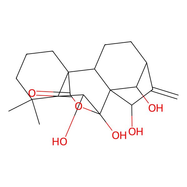 2D Structure of (1R,2R,5S,7R,8R,9S,10S,11R,18S)-7,9,10,18-tetrahydroxy-12,12-dimethyl-6-methylidene-17-oxapentacyclo[7.6.2.15,8.01,11.02,8]octadecan-16-one
