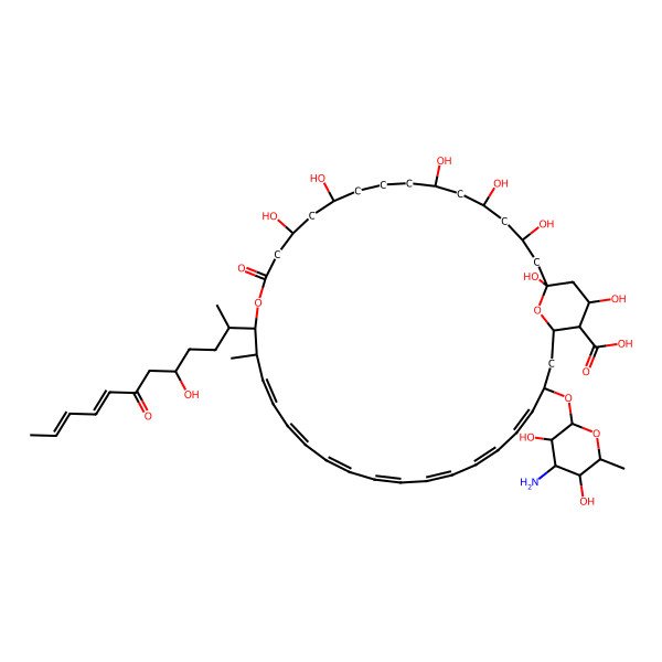 2D Structure of 33-(4-Amino-3,5-dihydroxy-6-methyloxan-2-yl)oxy-1,3,5,7,11,13,37-heptahydroxy-17-(5-hydroxy-7-oxododeca-8,10-dien-2-yl)-18-methyl-15-oxo-16,39-dioxabicyclo[33.3.1]nonatriaconta-19,21,23,25,27,29,31-heptaene-36-carboxylic acid