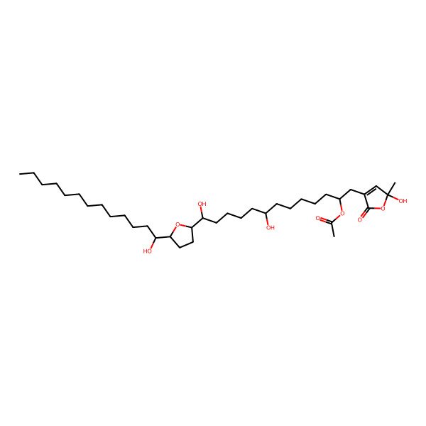 2D Structure of [(2R,8R,13R)-8,13-dihydroxy-1-[(5S)-5-hydroxy-5-methyl-2-oxofuran-3-yl]-13-[(2R,5R)-5-[(1R)-1-hydroxytridecyl]oxolan-2-yl]tridecan-2-yl] acetate