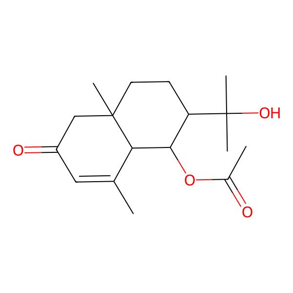 2D Structure of [(1R,2R,4aS,8aR)-2-(2-hydroxypropan-2-yl)-4a,8-dimethyl-6-oxo-1,2,3,4,5,8a-hexahydronaphthalen-1-yl] acetate